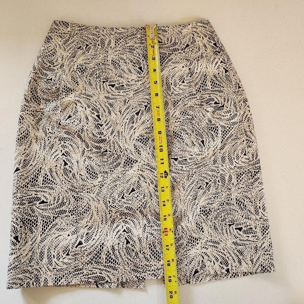 Club Monaco White Black Floral Pencil Skirt High Waisted Rise Office Work Cotton - Picture 9 of 9